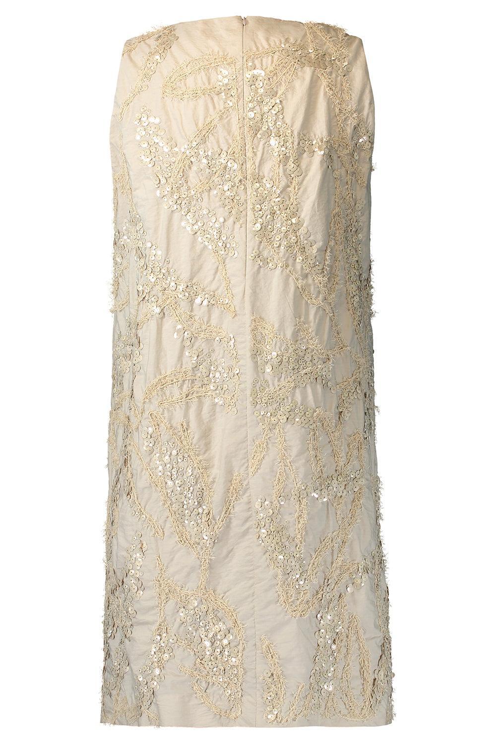 Dazzling Seabed Embroidered Mini Dress-CREAM-XS-CLOTHINGDRESSCASUAL-BRUNELLO CUCINELLI
