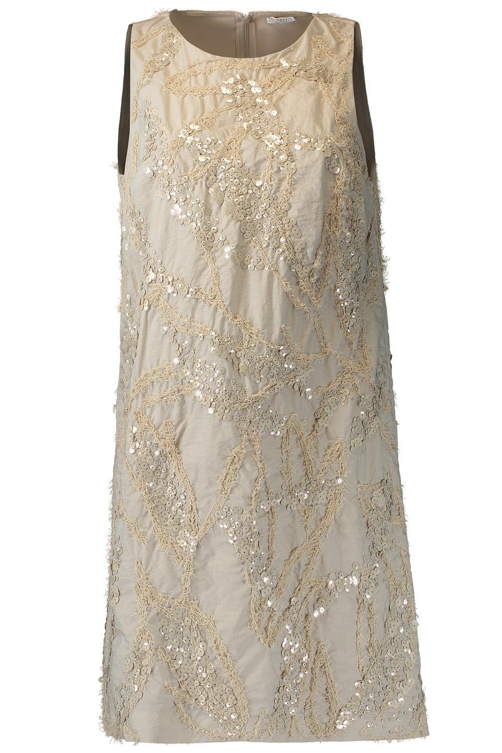 Dazzling Seabed Embroidered Mini Dress-CREAM-XS-CLOTHINGDRESSCASUAL-BRUNELLO CUCINELLI