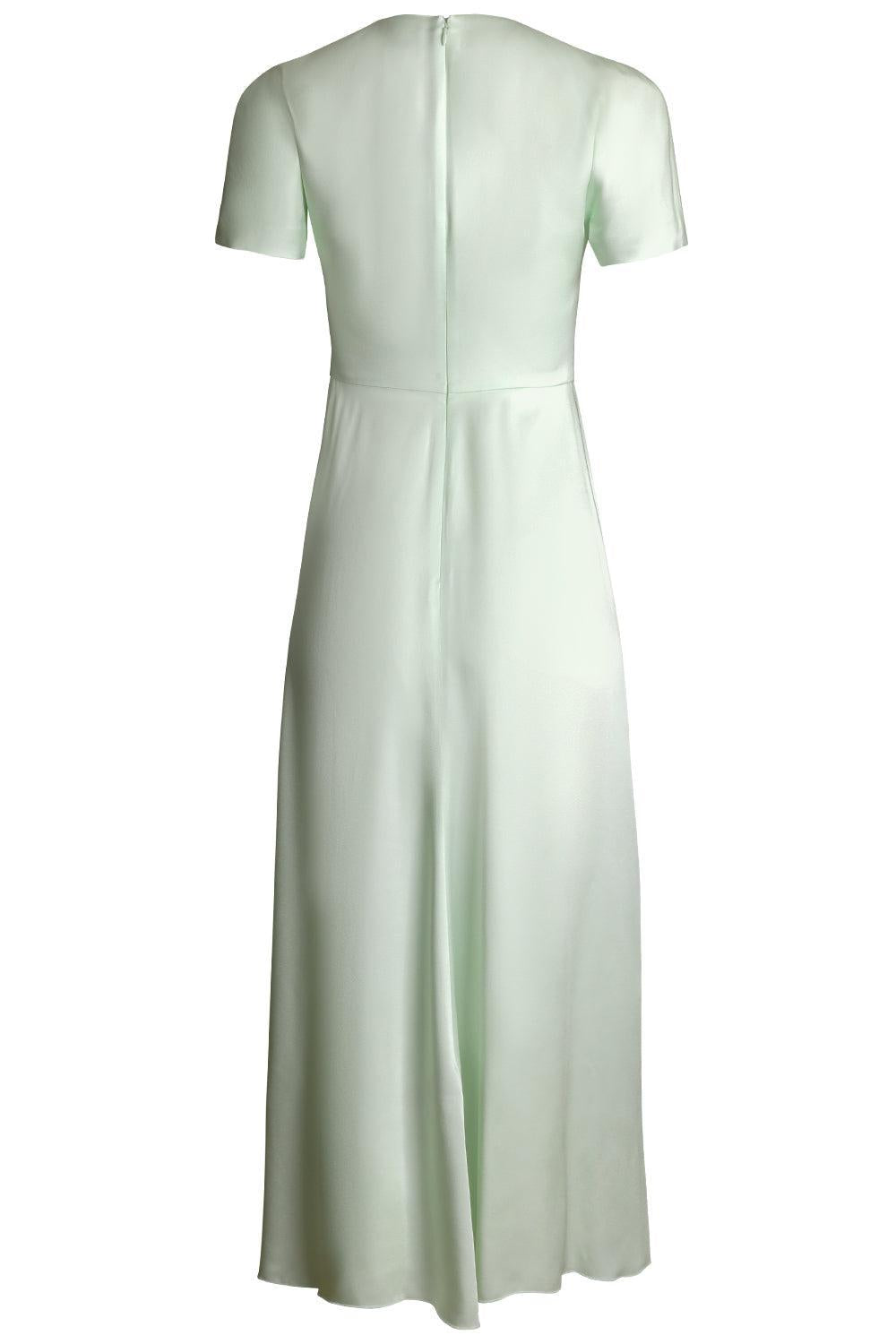 Gathered Midi Shirt Dress-GREEN-4-CLOTHINGDRESSCASUAL-VICTORIA BECKHAM