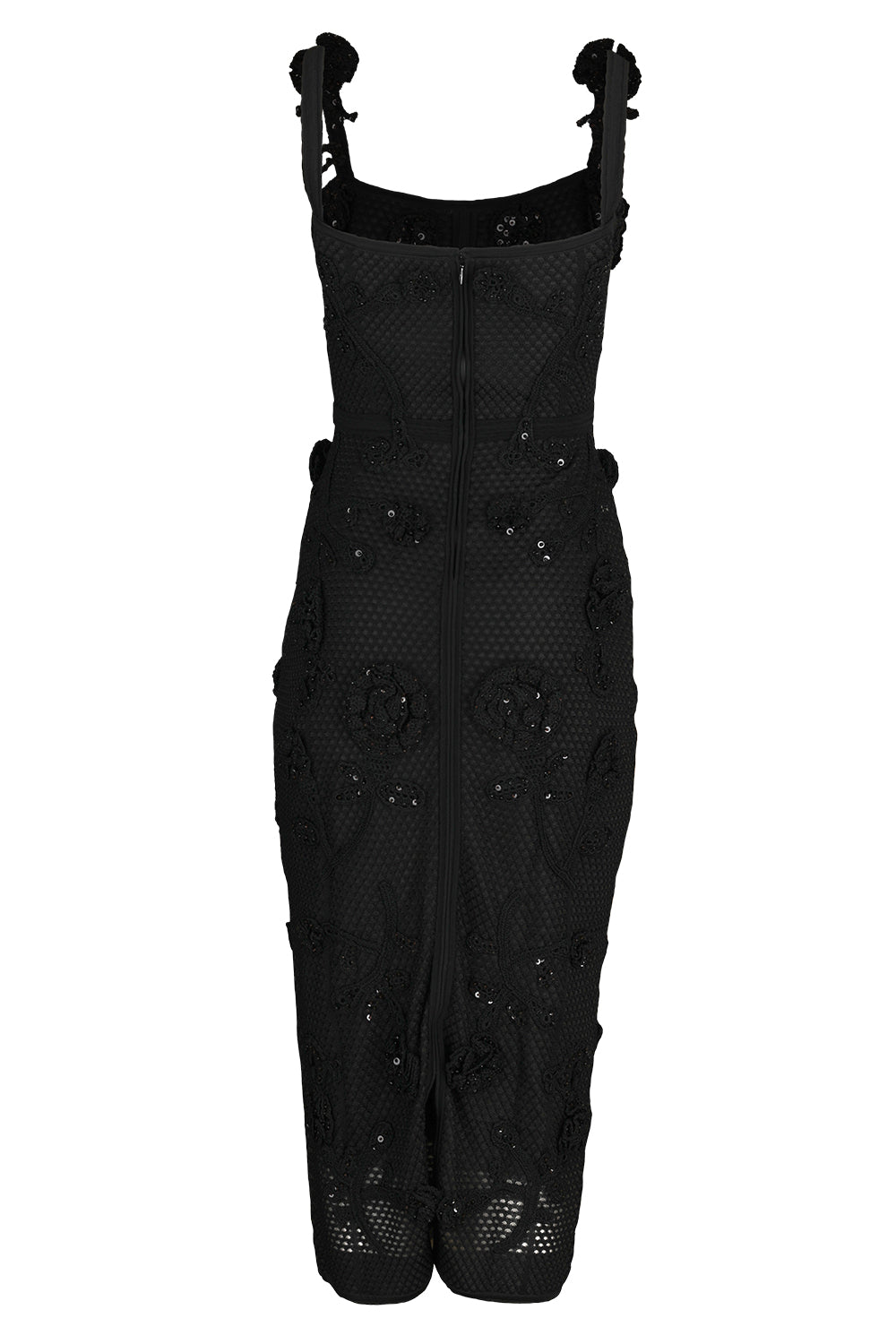 Thin Strap Crochet Dress-BLACK-S-CLOTHINGDRESSCASUAL-CAROLINA HERRERA