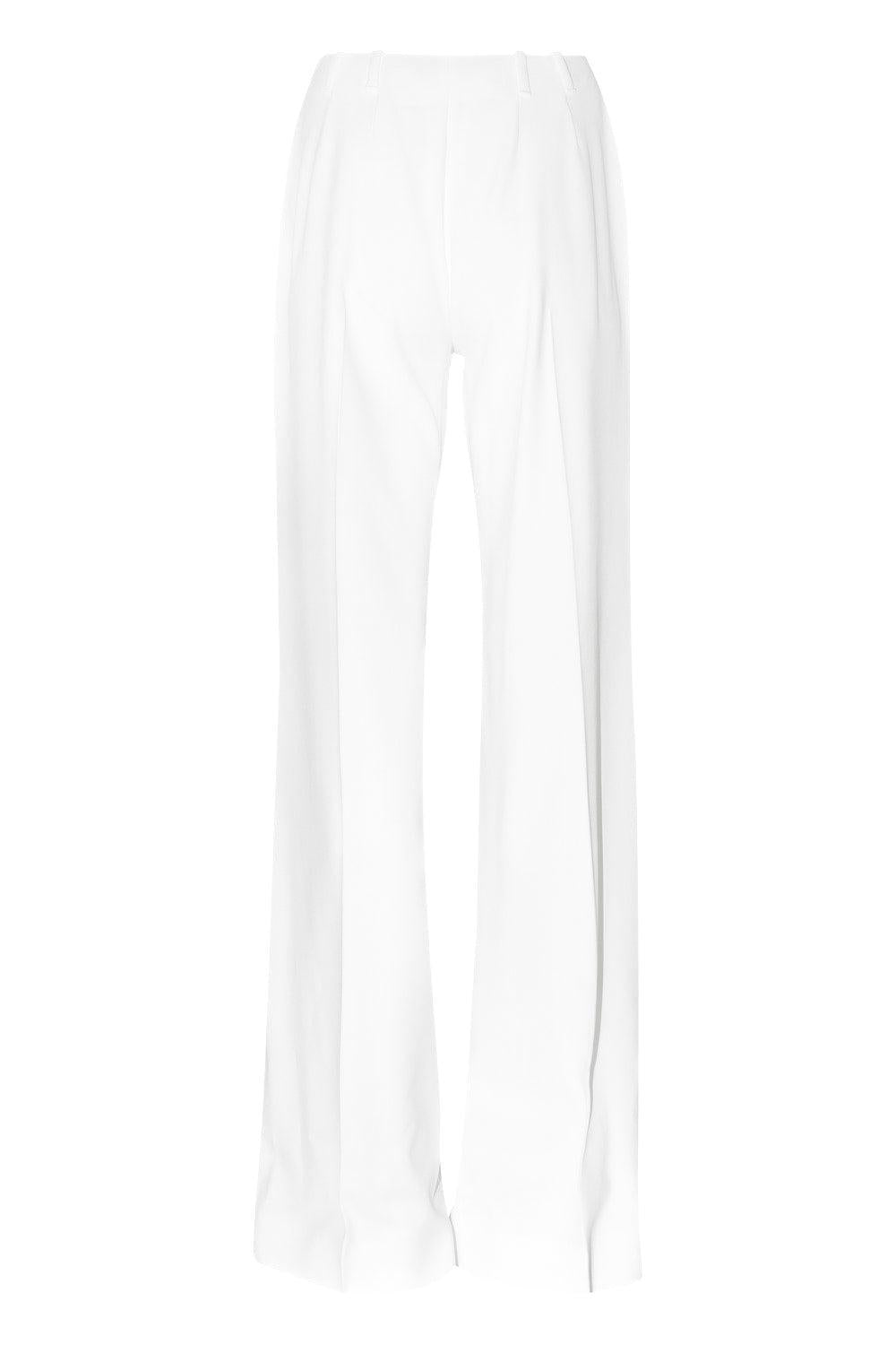 Wide Leg Pant - Off White-WHITE-40-CLOTHINGPANTWIDE LEG-ERMANNO SCERVINO