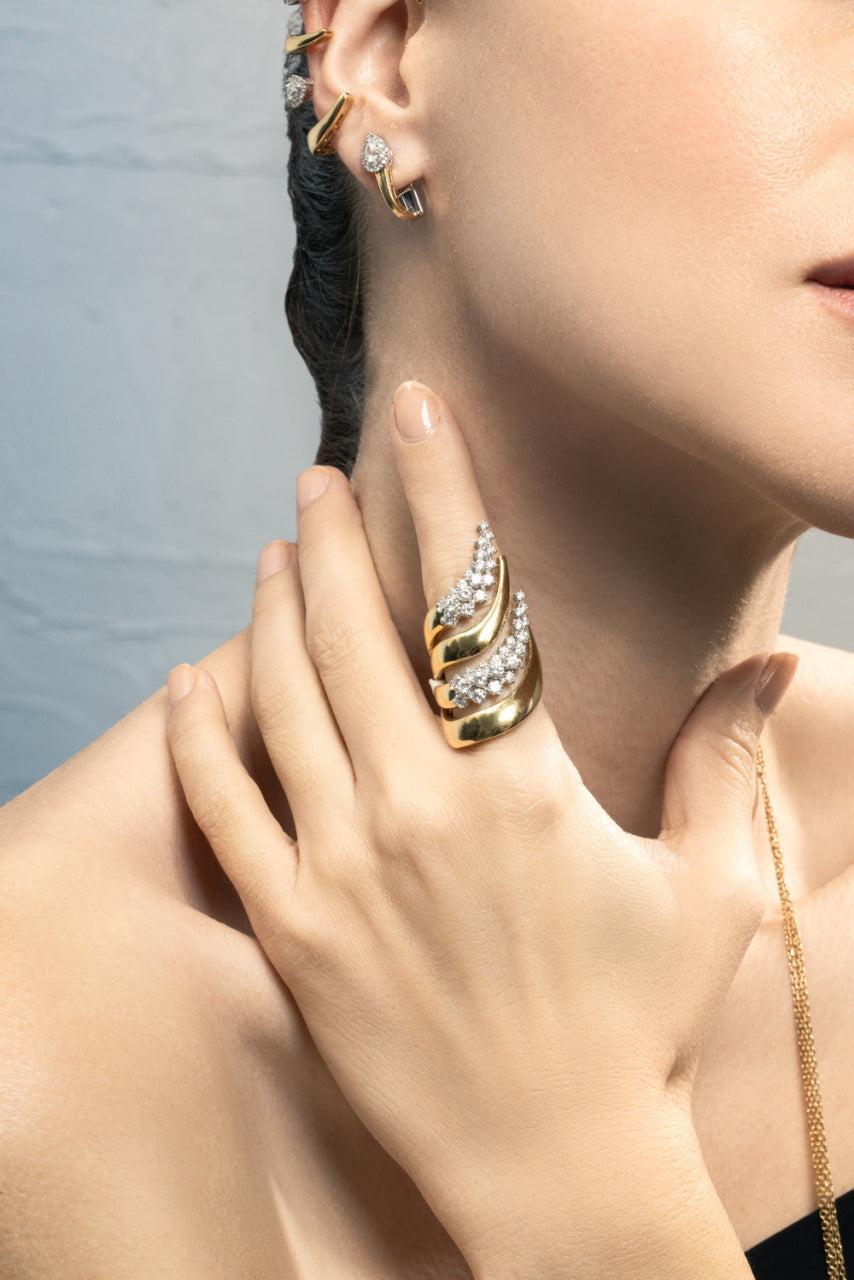 Diamond Round Stackable Strada Ring-YELLOW GOLD-6-JEWELRYFINE JEWELRING-YEPREM