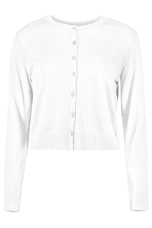 Long Sleeve Crewneck Cardigan - White-WHITE-XS-CLOTHINGTOPCARDIGAN-LARS ANDERSSON