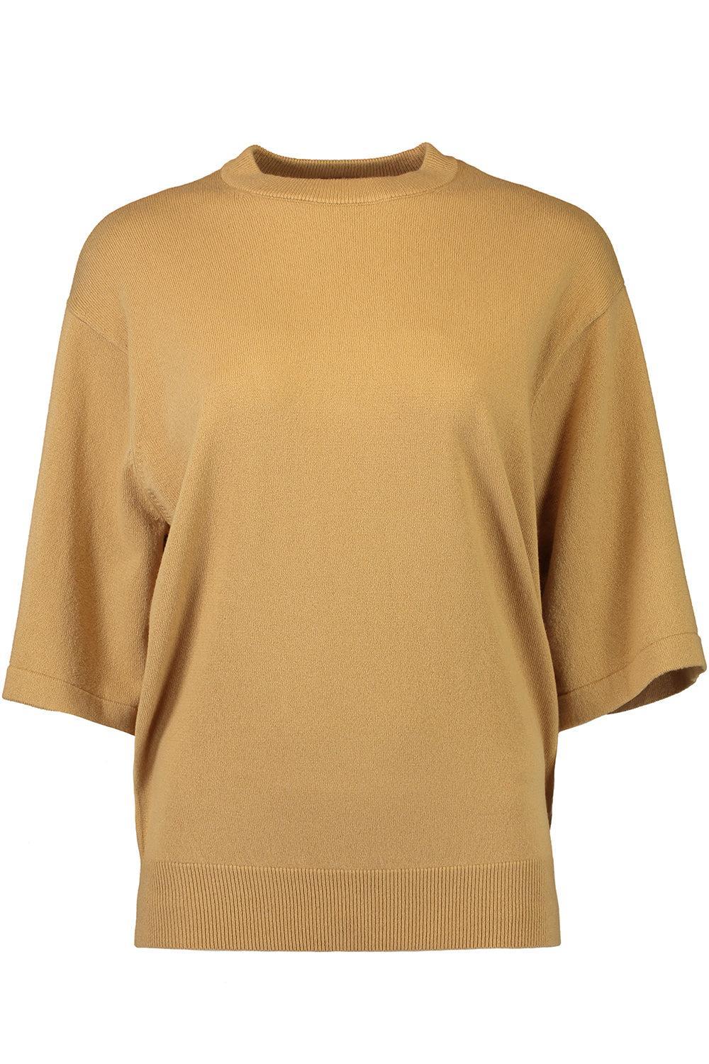 Short Sleeve Tee Pullover-BROWN-XS-CLOTHINGTOPKNITS-MICHAEL KORS COLLECTION