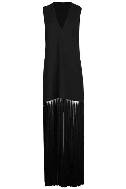 V Neck Tassel Dress-BROWN-6-CLOTHINGDRESSCOCKTAIL-MICHAEL KORS COLLECTION