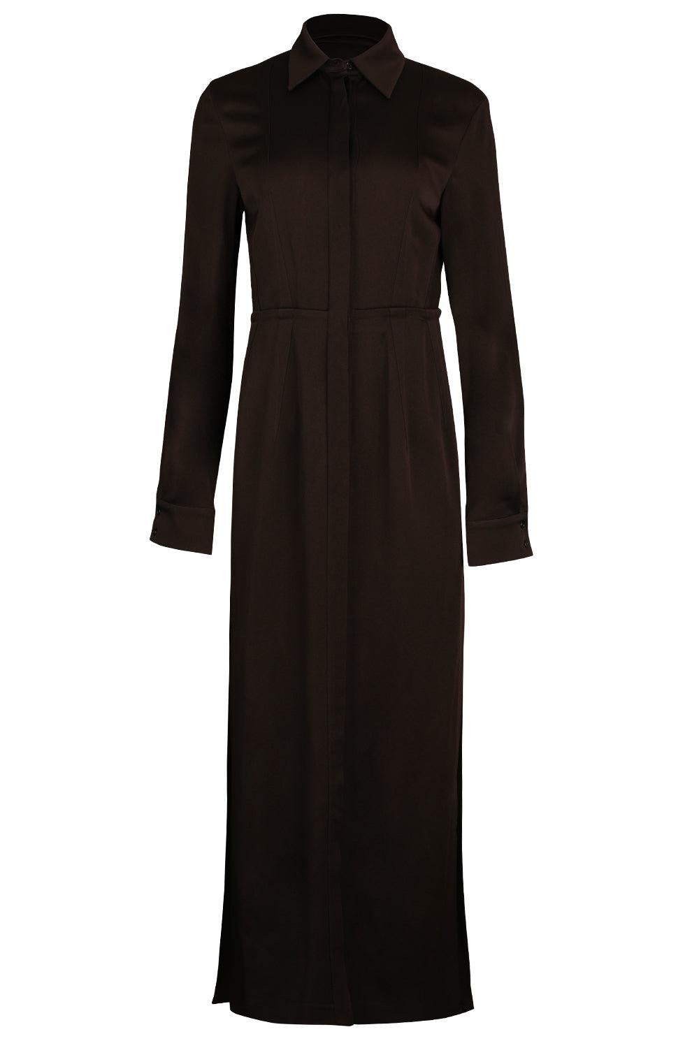 Slit Sleeve Shirt Dress-BROWN-2-CLOTHINGDRESSCASUAL-MICHAEL KORS COLLECTION
