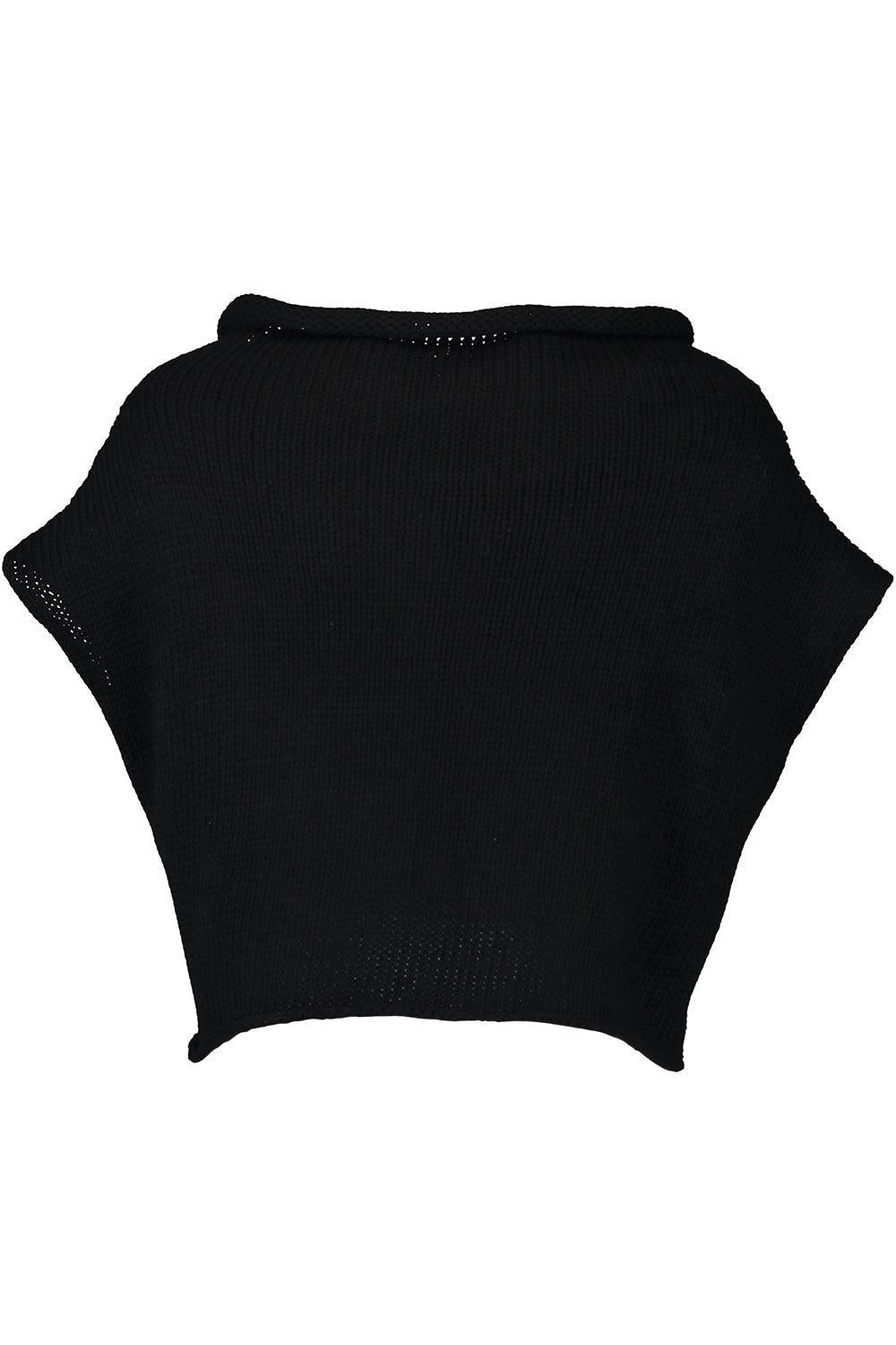 Off the Shoulder Knit Top - Black-BLACK-XS-CLOTHINGTOPKNITS-LOUIZA BABOURYAN