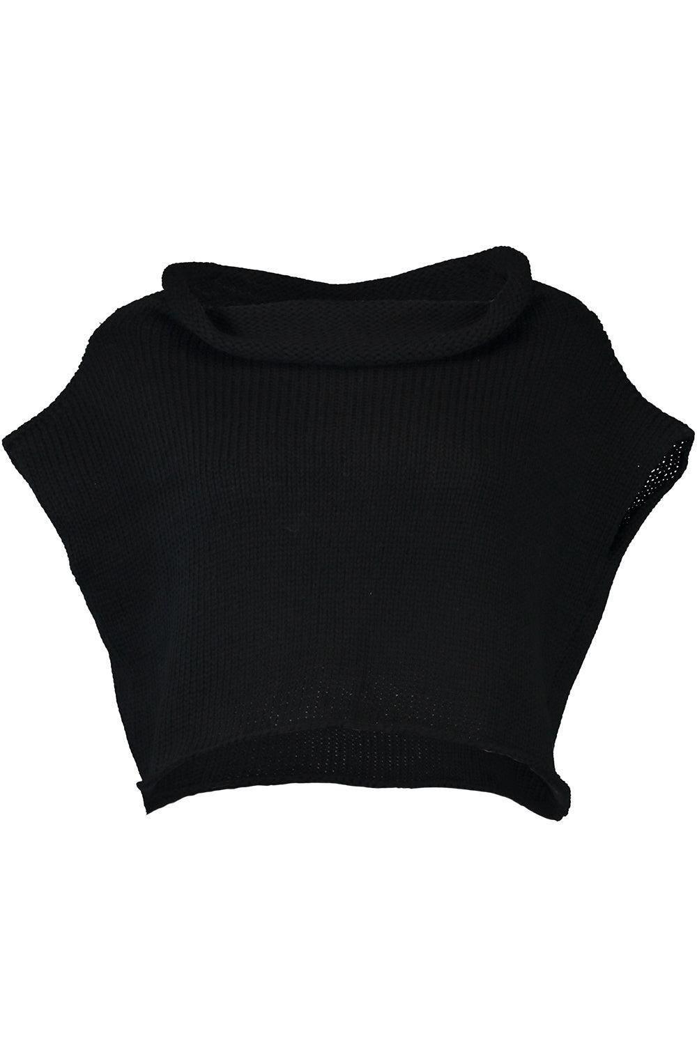 Off the Shoulder Knit Top - Black-BLACK-XS-CLOTHINGTOPKNITS-LOUIZA BABOURYAN