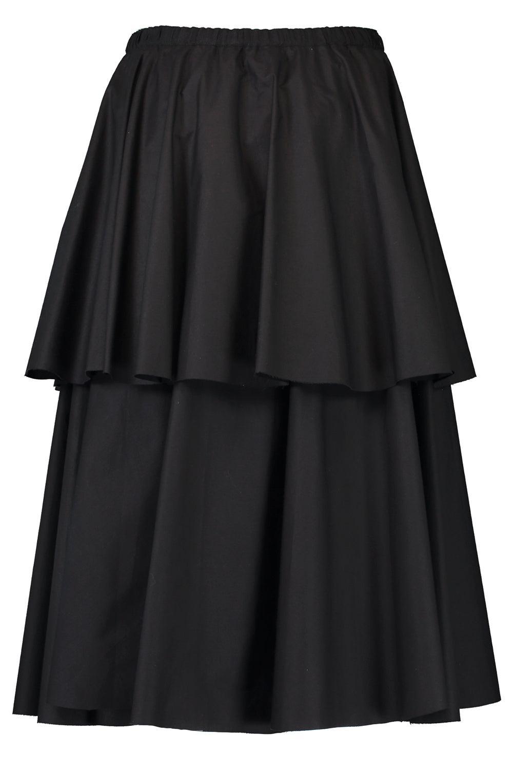 Tier Layered Skirt - Black-BLACK-XS-CLOTHINGSKIRTMIDI-LOUIZA BABOURYAN