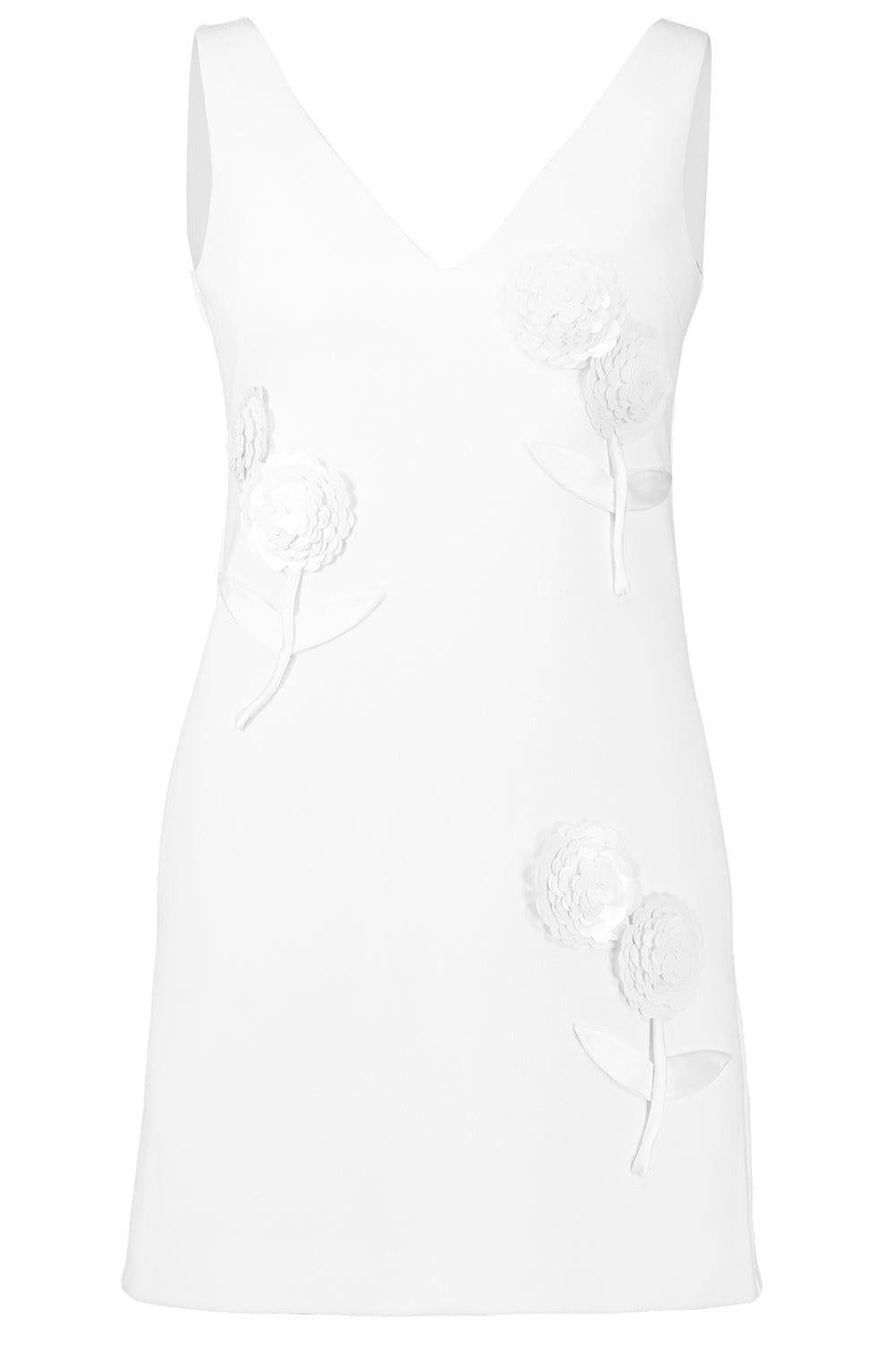 Sleeveless Embellished Flower Mini Dress-WHITE-2-CLOTHINGDRESSCASUAL-SELF-PORTRAIT
