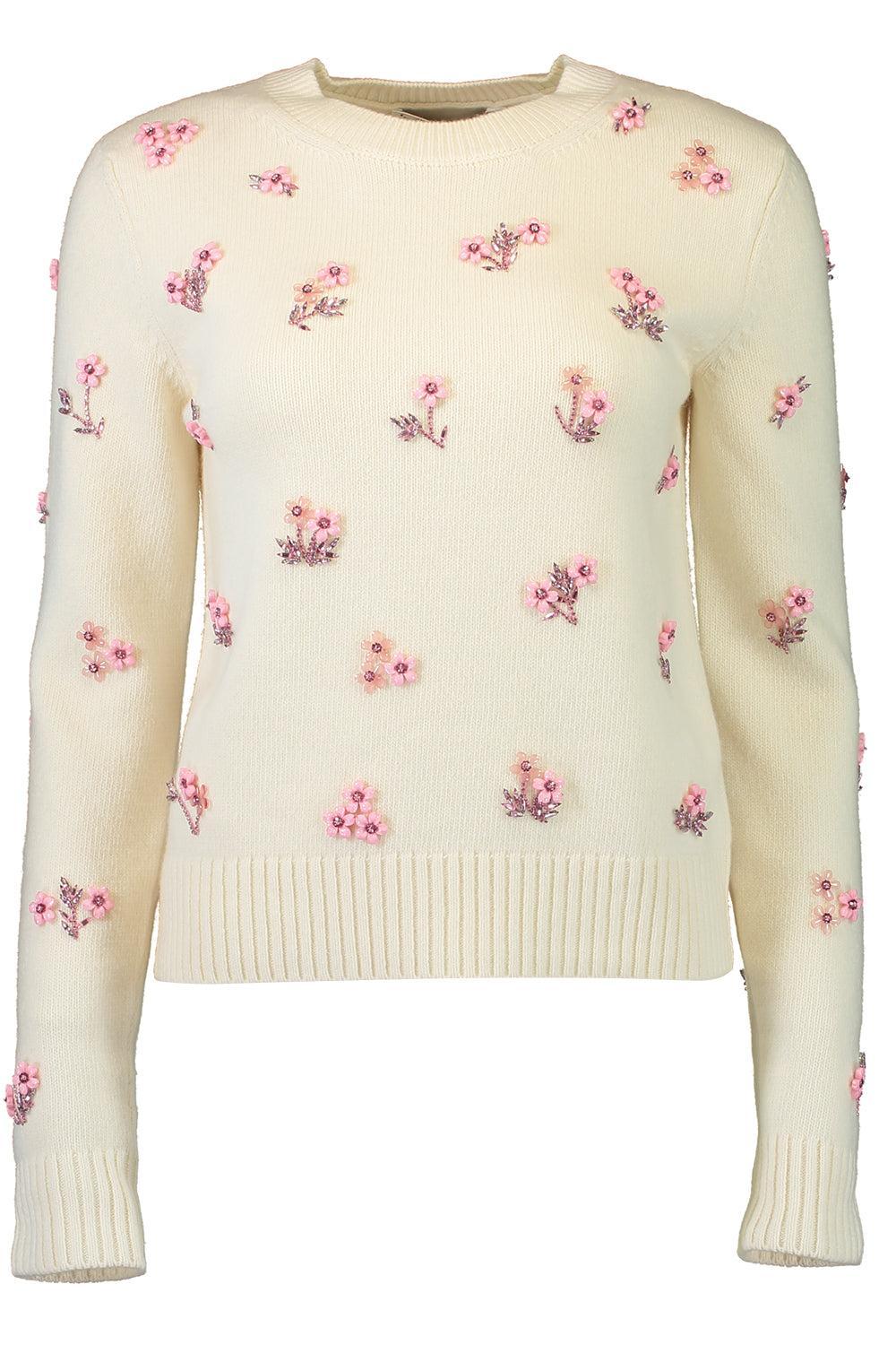 Multi Color Sequin Cluster Embroidered Pullover-CREAM-XS-CLOTHINGTOPKNITS-OSCAR DE LA RENTA