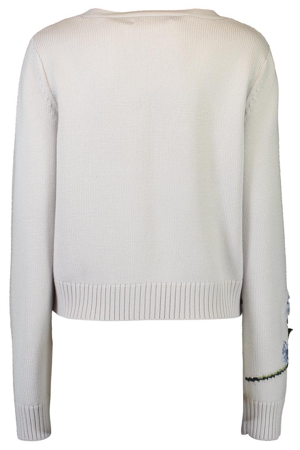 Porcelain Flower V Neck Cardigan-CREAM-XS-CLOTHINGTOPCARDIGAN-OSCAR DE LA RENTA