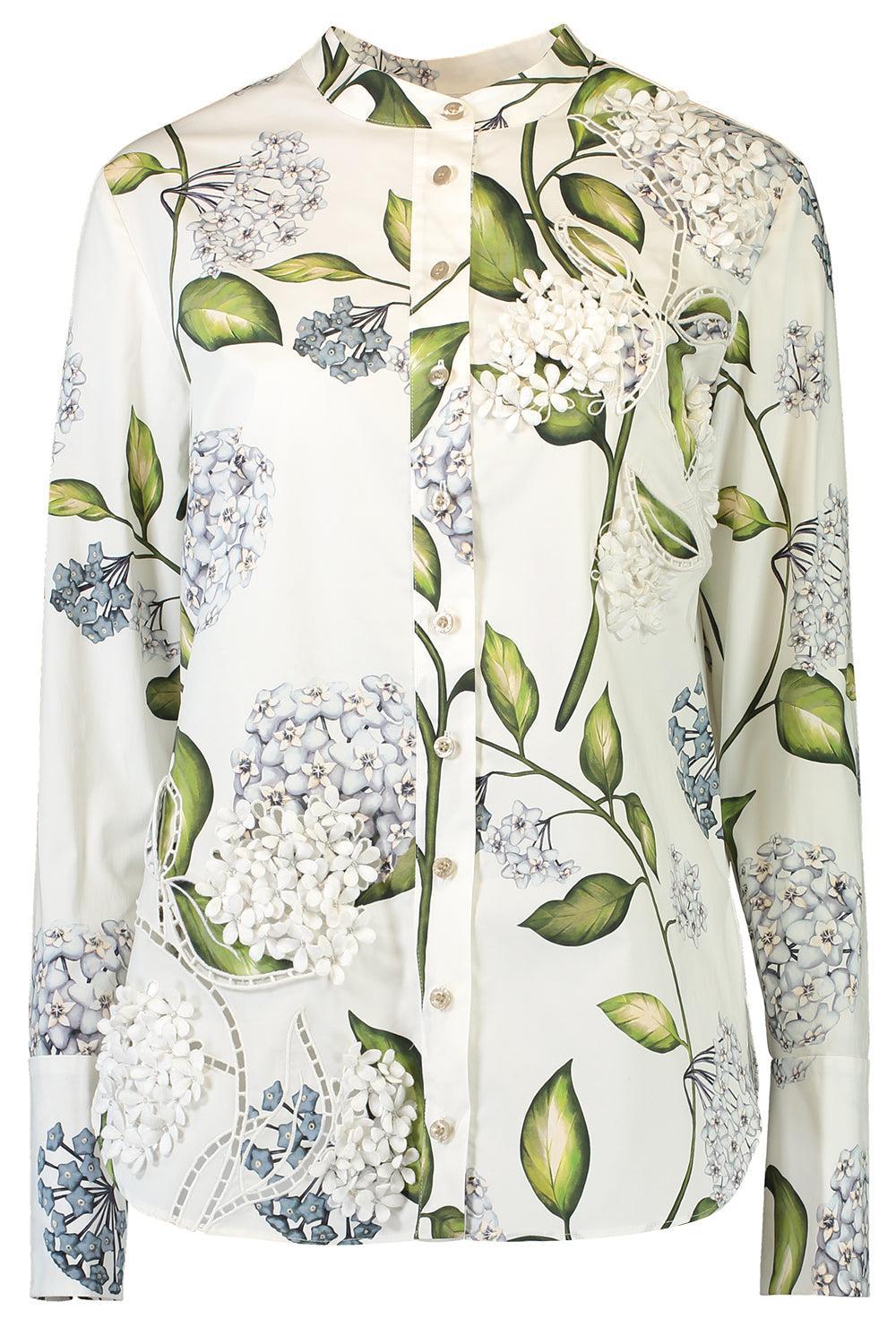Long Sleeve Porcelain Flower Blouse-FLORAL-2-CLOTHINGTOPBLOUSE-OSCAR DE LA RENTA
