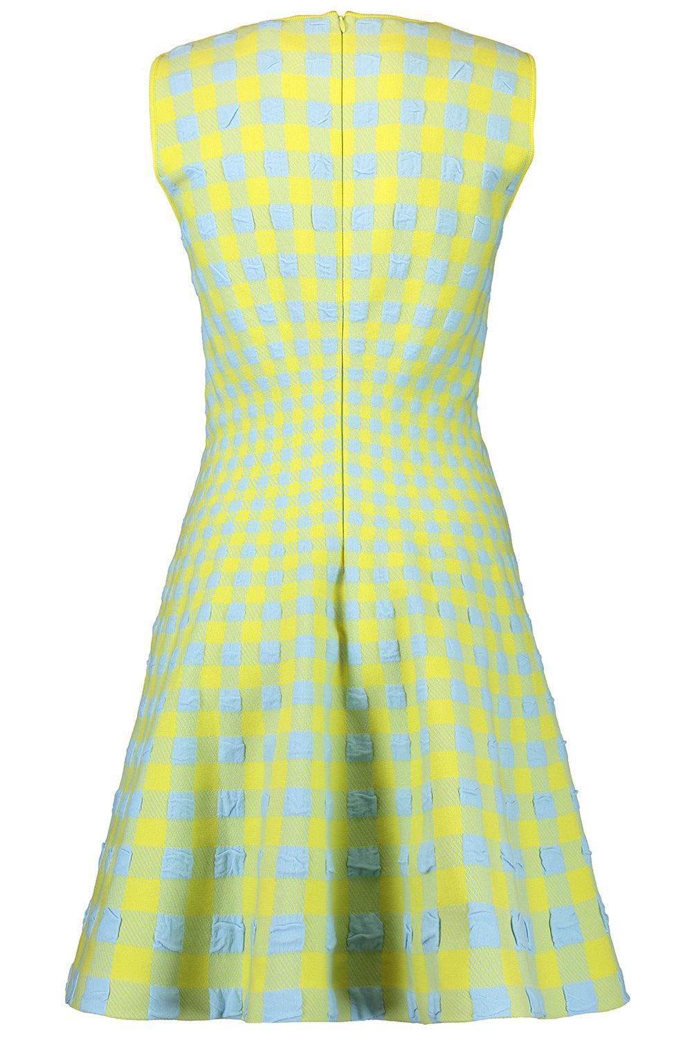 Gingham Fit And Flare Dress-GREEN-XS-CLOTHINGDRESSCOCKTAIL-OSCAR DE LA RENTA