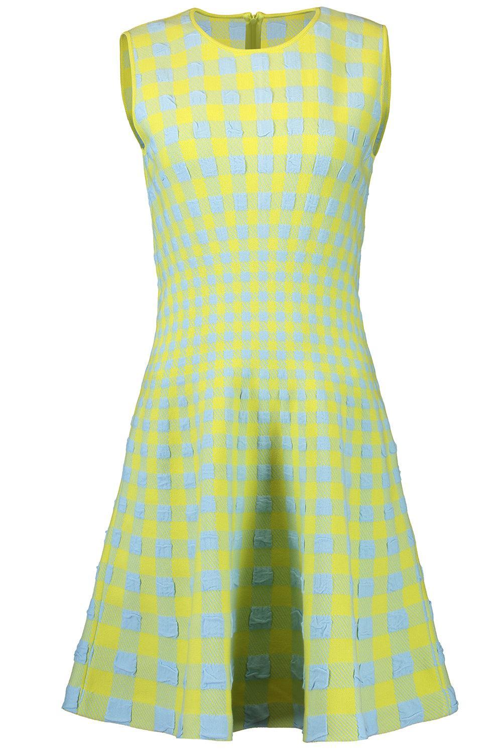 Gingham Fit And Flare Dress-GREEN-XS-CLOTHINGDRESSCOCKTAIL-OSCAR DE LA RENTA