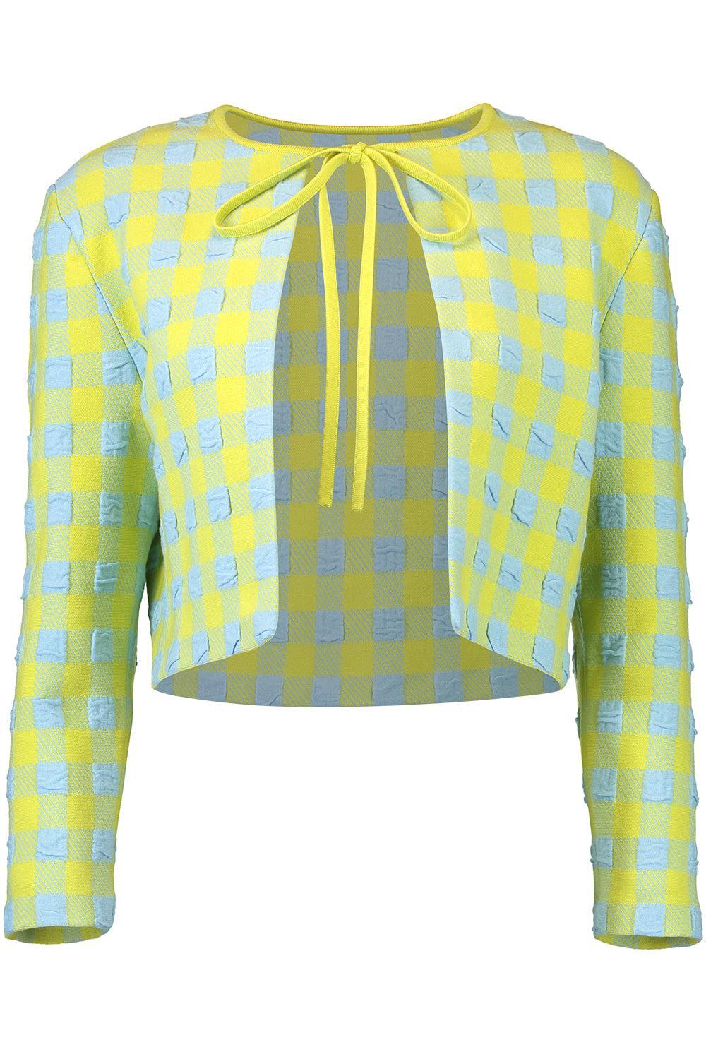 Gingham Cardigan-GREEN-XS-CLOTHINGTOPCARDIGAN-OSCAR DE LA RENTA