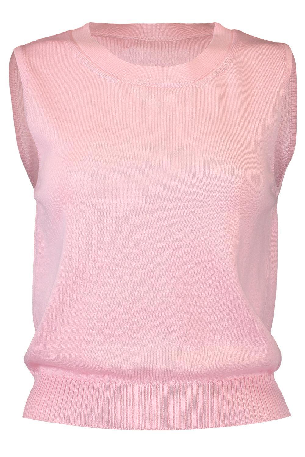 Sleeveless Knit Tank - Pink-PINK-XS-CLOTHINGTOPKNITS-OSCAR DE LA RENTA