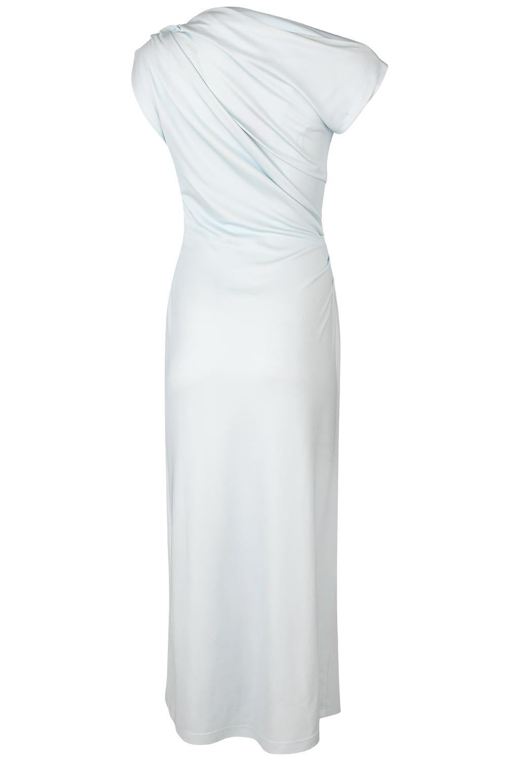 Cyclamen Drape Detail Dress-FLORAL-2-CLOTHINGDRESSCASUAL-OSCAR DE LA RENTA