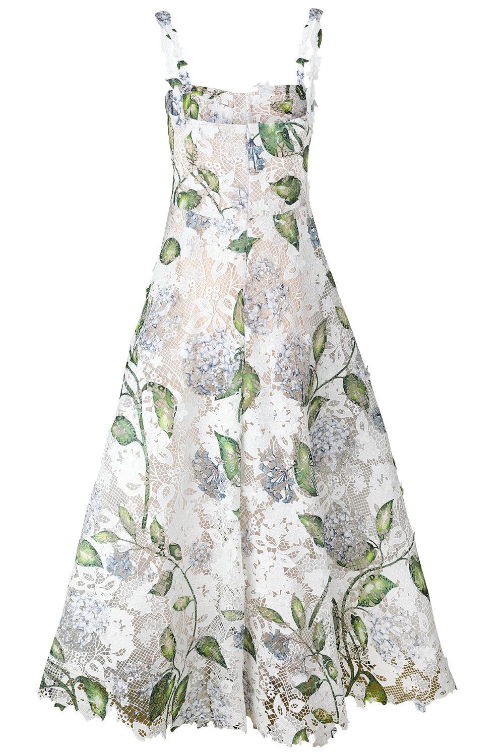 Sleeveless Porcelain Flowers Cocktail Dress-FLORAL-6-CLOTHINGDRESSCOCKTAIL-OSCAR DE LA RENTA