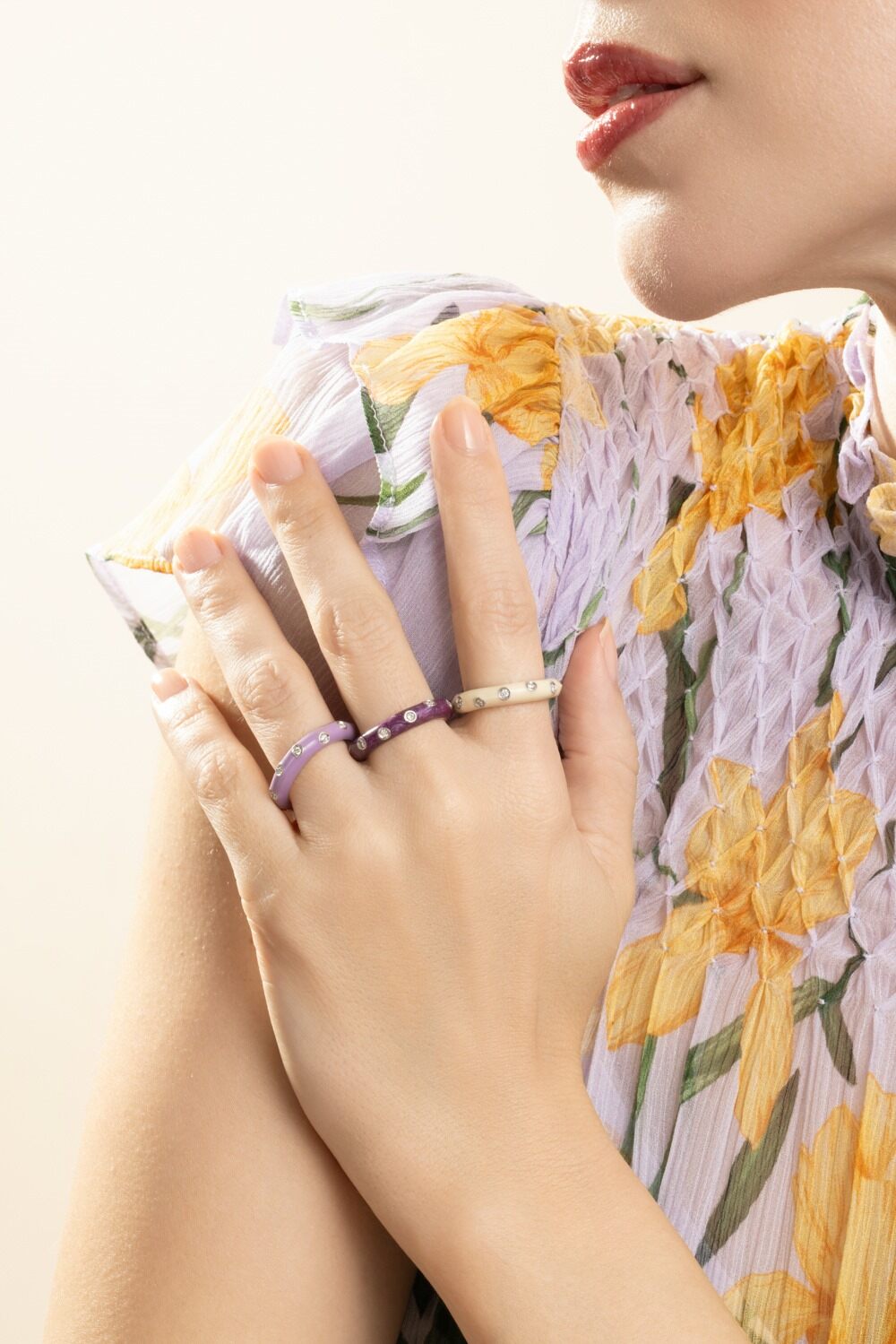Diamond Dark Purple Band Ring-WHITE GOLD-6.75-JEWELRYFINE JEWELRING-ANDREOLI