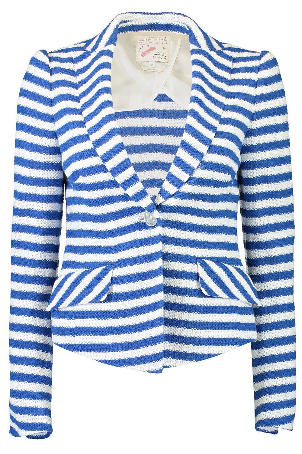 Striped One Button Jacket-STRIPE-34-CLOTHINGJACKETBLAZERS-MAISON COMMON