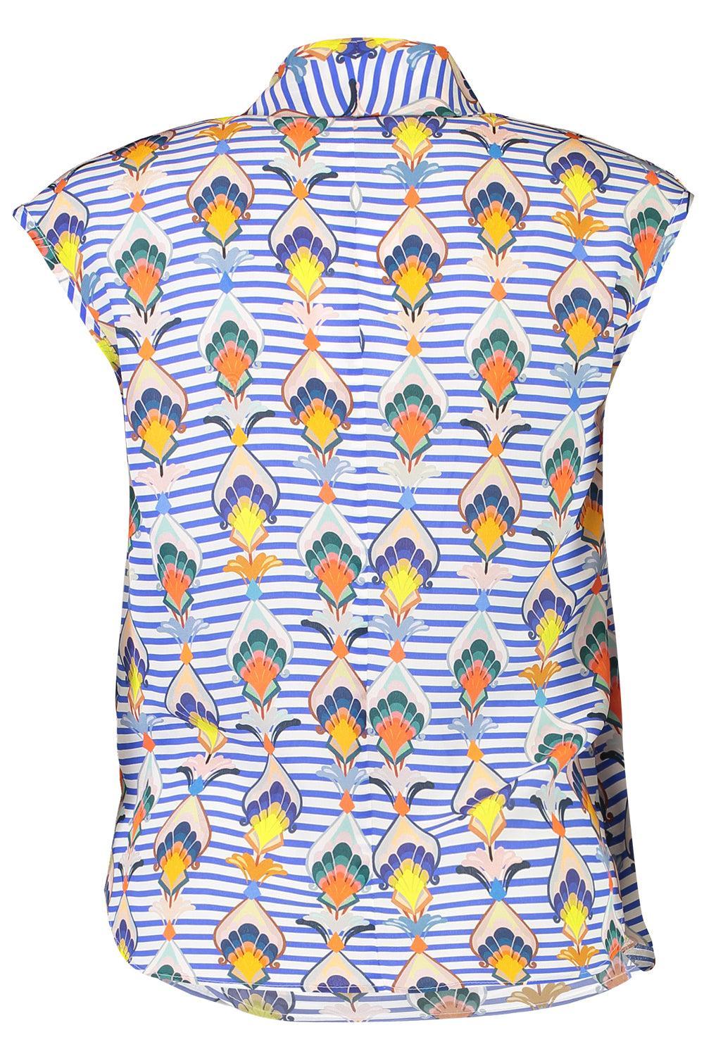 Striped Abstract Floral Blouse-STRIPE-34-CLOTHINGTOPBLOUSE-MAISON COMMON