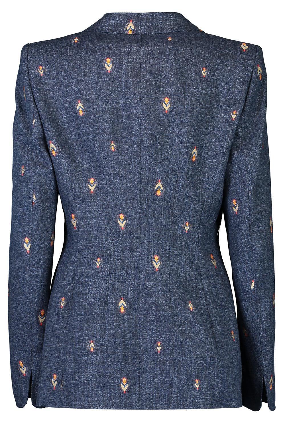 Floral Button Blazer-BLUE-34-CLOTHINGJACKETBLAZERS-MAISON COMMON
