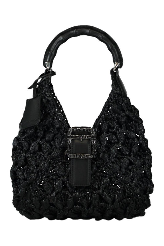 Dudu Mini Raffia Hobo Bag-BLACK-O/S-HANDBAGSHOULDER-ERMANNO SCERVINO