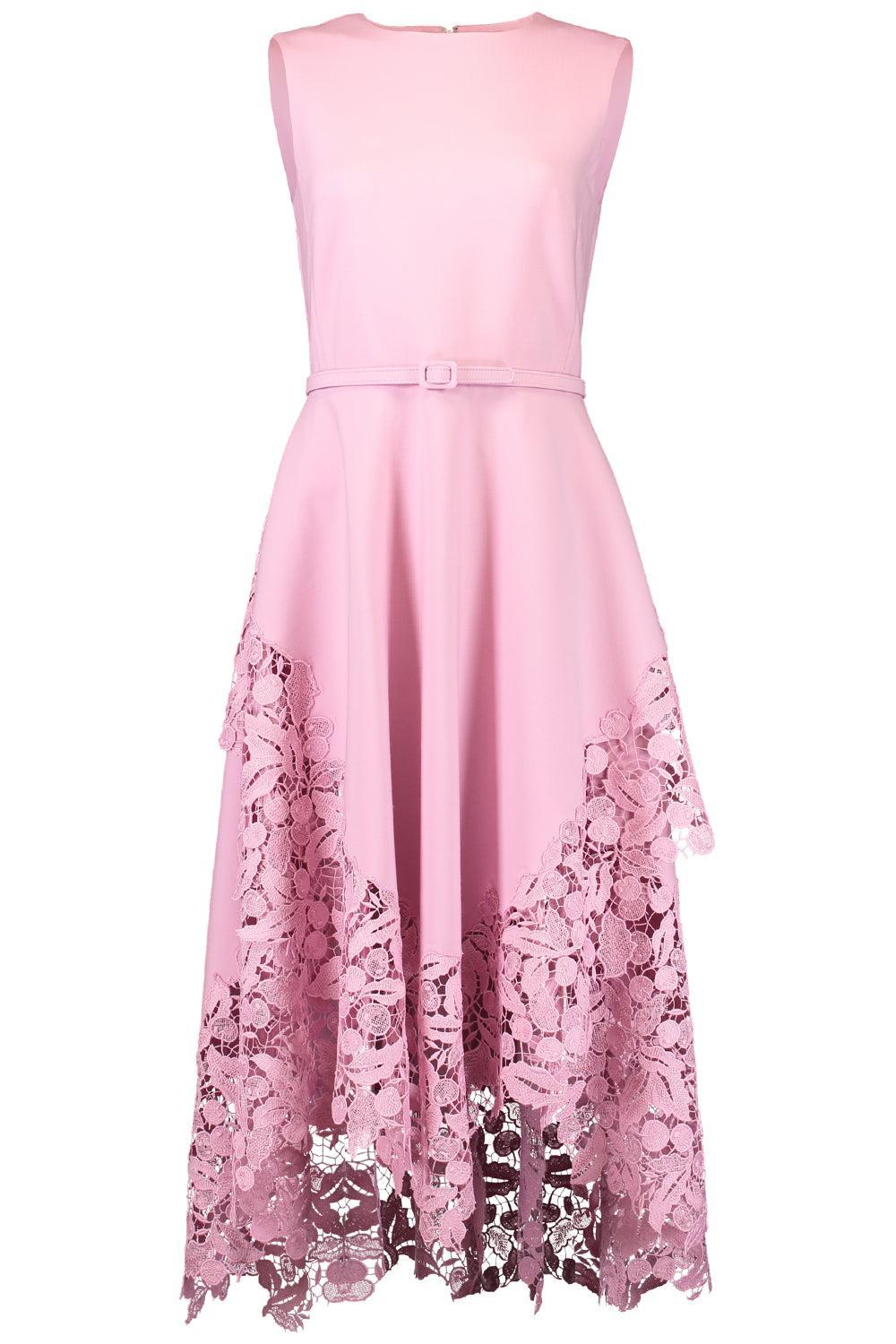 Sleeveless Cherry Guipure Midi Dress-PINK-4-CLOTHINGDRESSCOCKTAIL-OSCAR DE LA RENTA