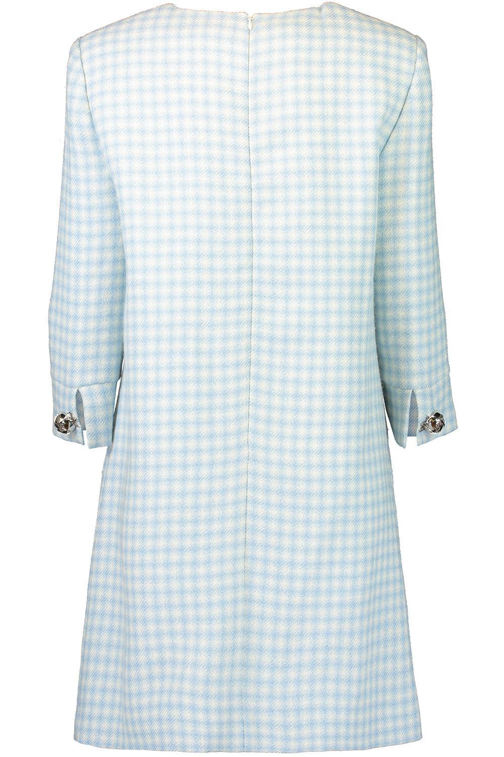 Checked Day Dress-BLUE-8-CLOTHINGDRESSCASUAL-OSCAR DE LA RENTA