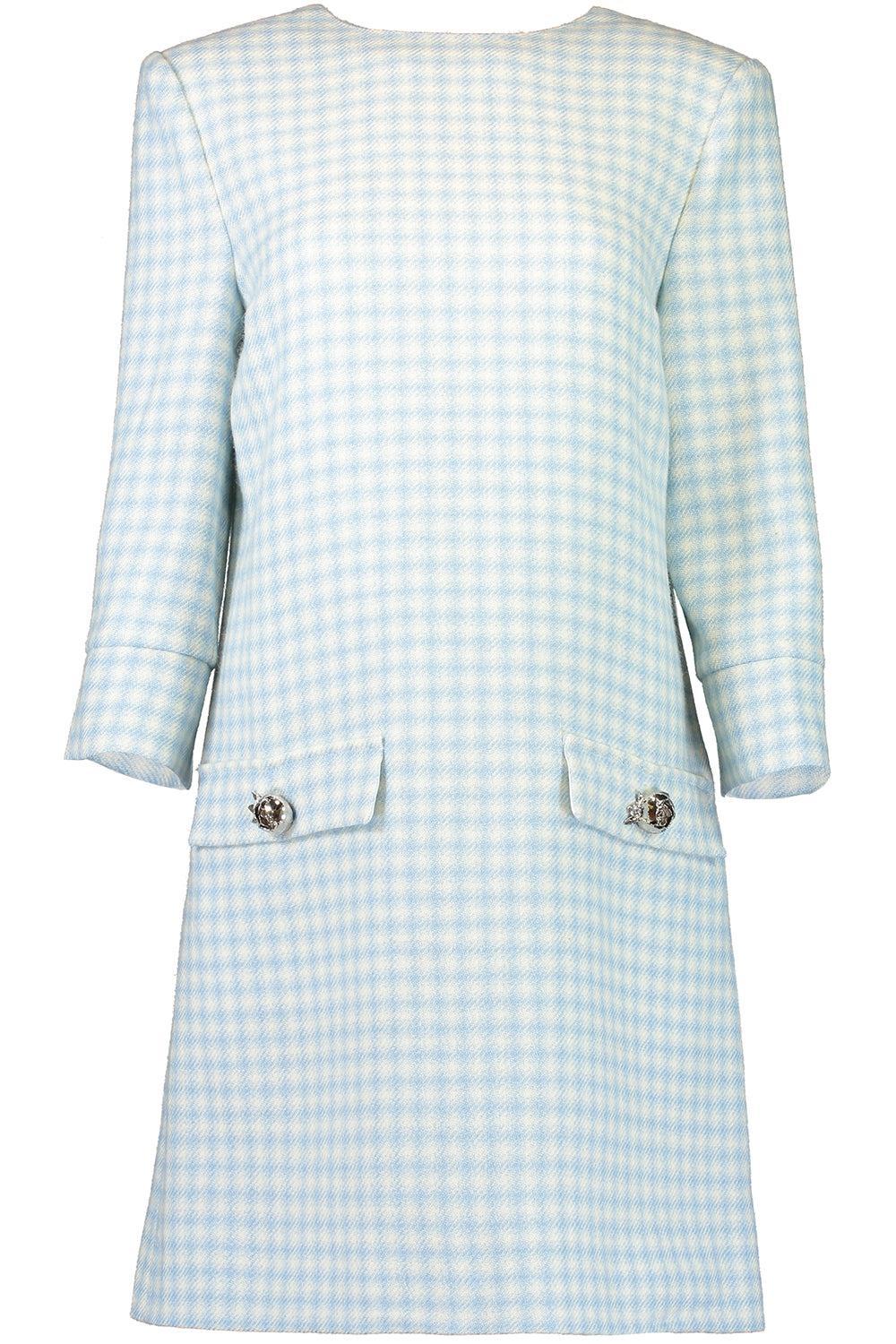 Checked Day Dress-BLUE-8-CLOTHINGDRESSCASUAL-OSCAR DE LA RENTA