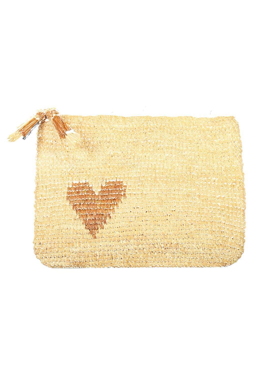 Large Heart Pouch - Natural-BROWN-HANDBAGCLUTCHES-AERIN LAUDER