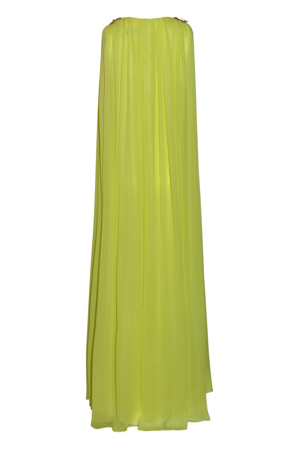 Floral Shoulder Sleeveless Caftan-YELLOW-XS-CLOTHINGDRESSGOWN-OSCAR DE LA RENTA