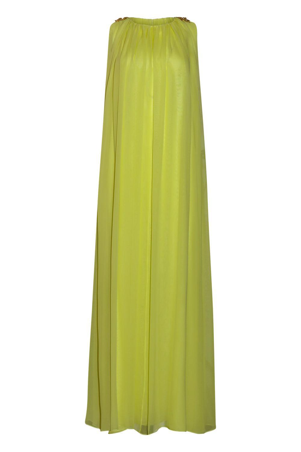 Floral Shoulder Sleeveless Caftan-YELLOW-XS-CLOTHINGDRESSGOWN-OSCAR DE LA RENTA