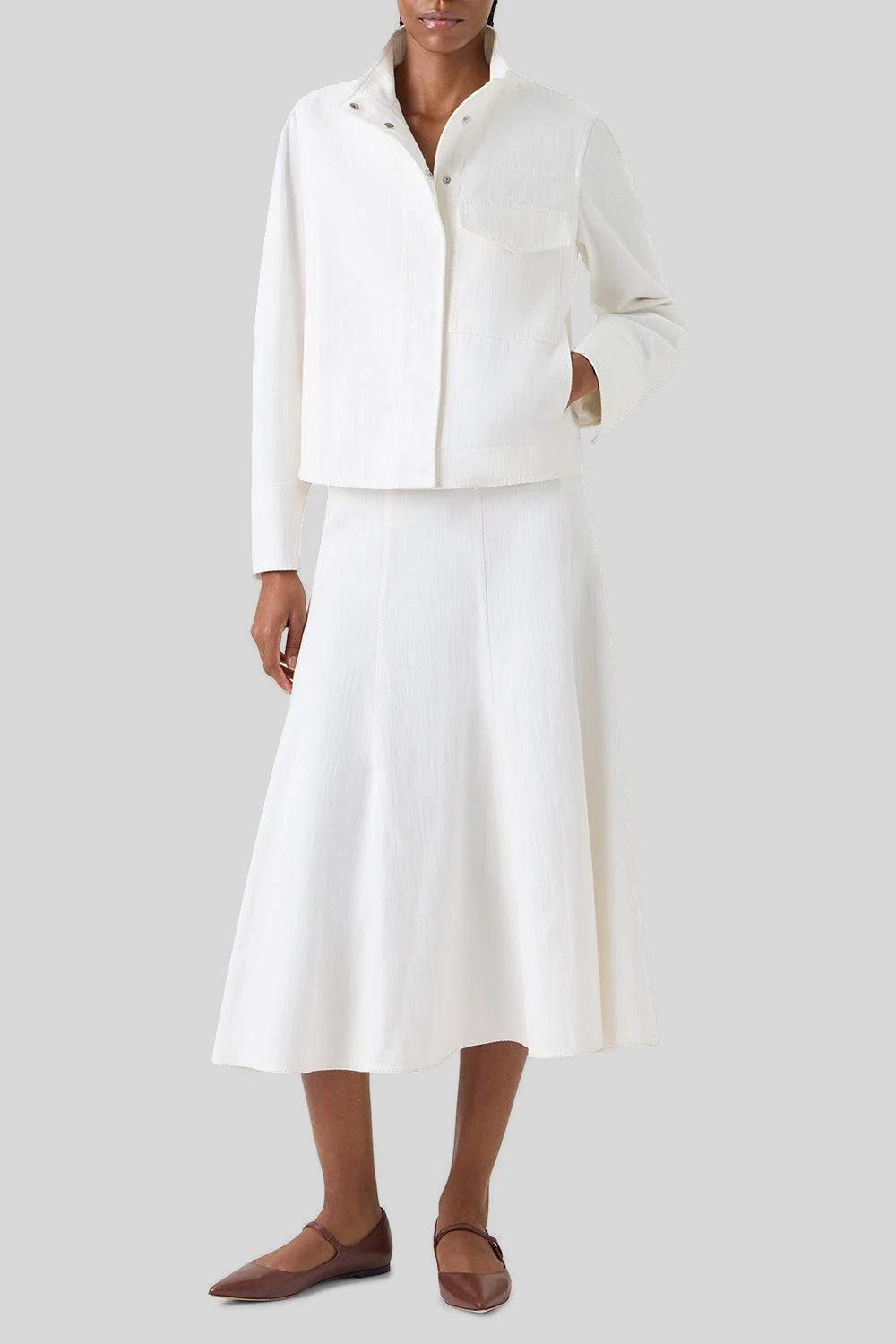 Zip Front Pocket Jacket-CREAM-2-CLOTHINGJACKETDENIM-AKRIS PUNTO