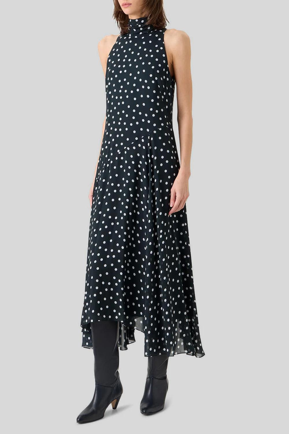 Mock Neck Midi Dress-POLKADOT-2-CLOTHINGDRESSCASUAL-AKRIS PUNTO