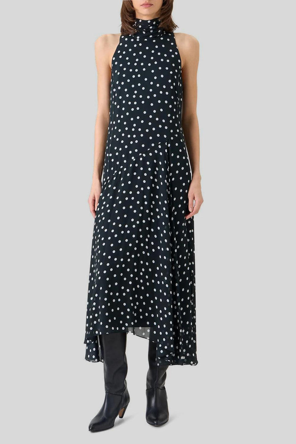 Akris punto Women's Polka Dot Georgette Midi Dress