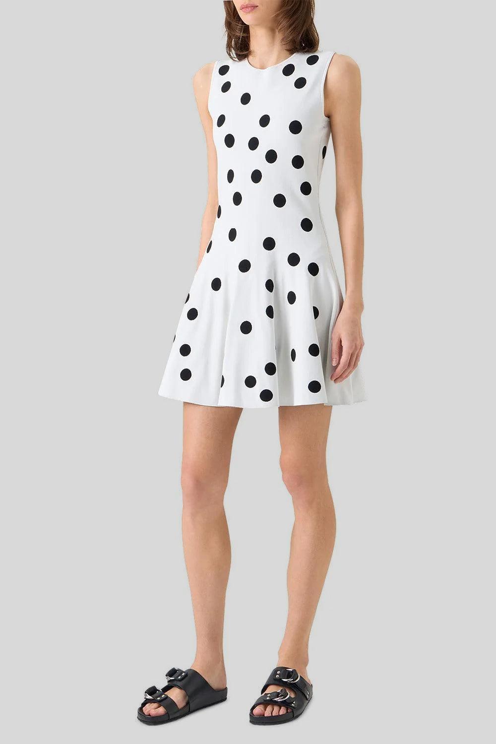  Sleeveless Knit Flare Dress-POLKADOT-2-CLOTHINGDRESSCASUAL-AKRIS PUNTO 