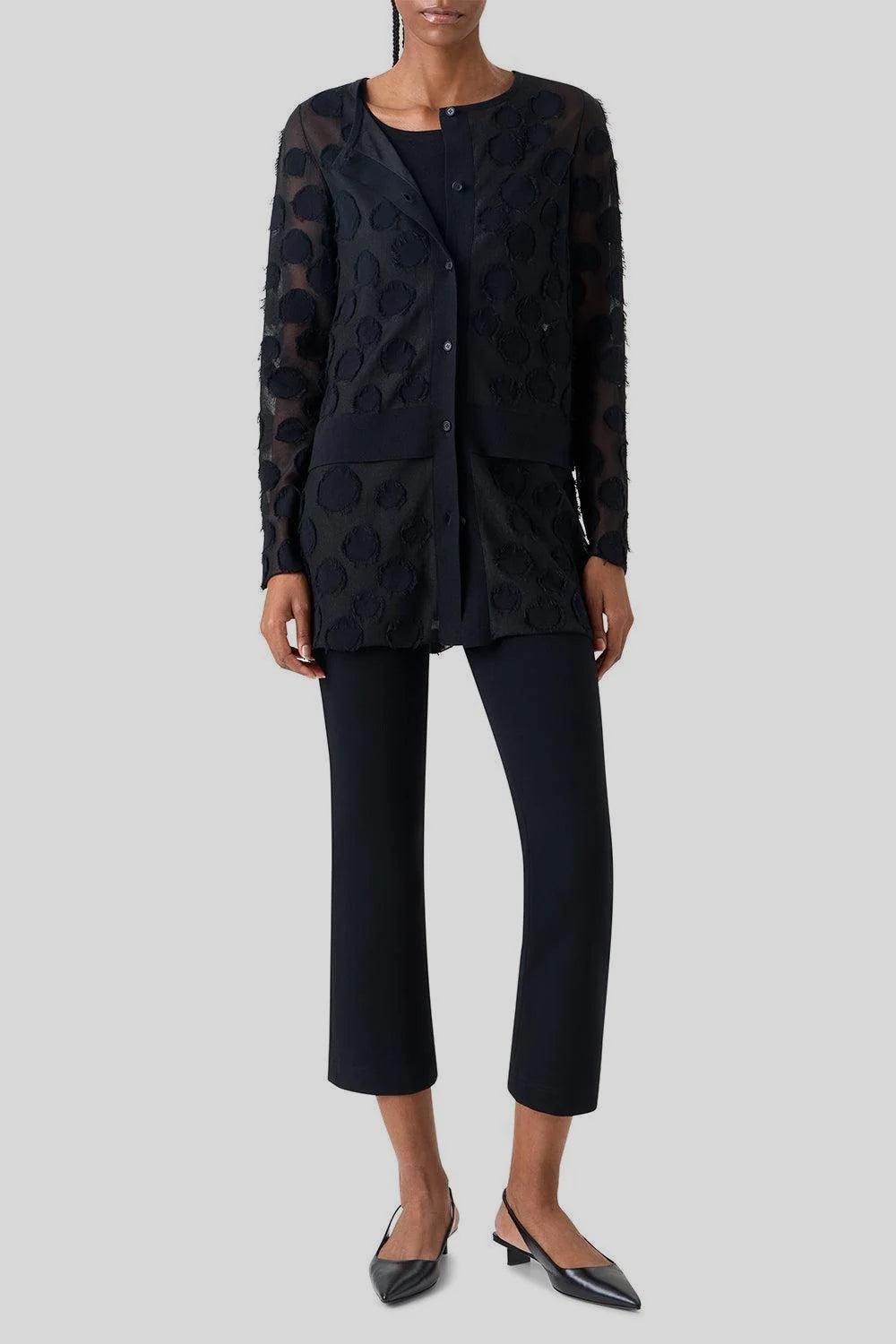 Button Front Long Cardigan-BLACK-2-CLOTHINGTOPCARDIGAN-AKRIS PUNTO