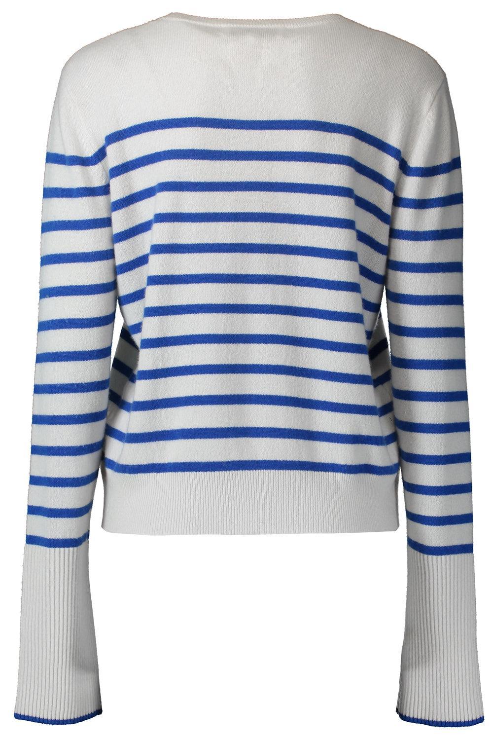 Striped Lean Lines Cardigan - Cream Cobalt-STRIPE-XS-CLOTHINGTOPCARDIGAN-LA LIGNE