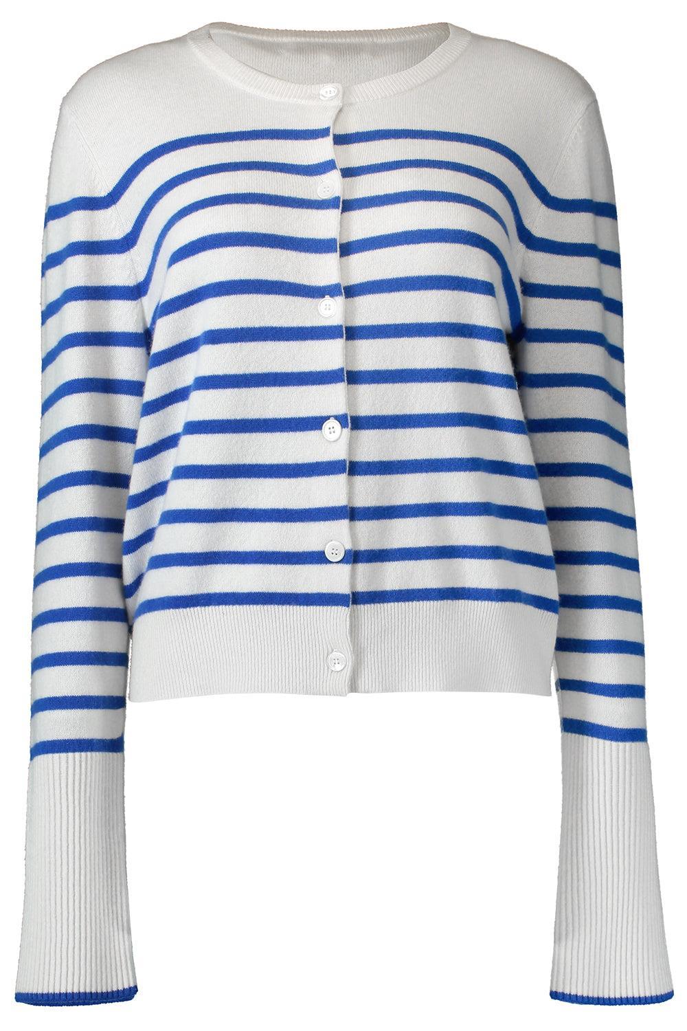 Striped Lean Lines Cardigan - Cream Cobalt-STRIPE-XS-CLOTHINGTOPCARDIGAN-LA LIGNE