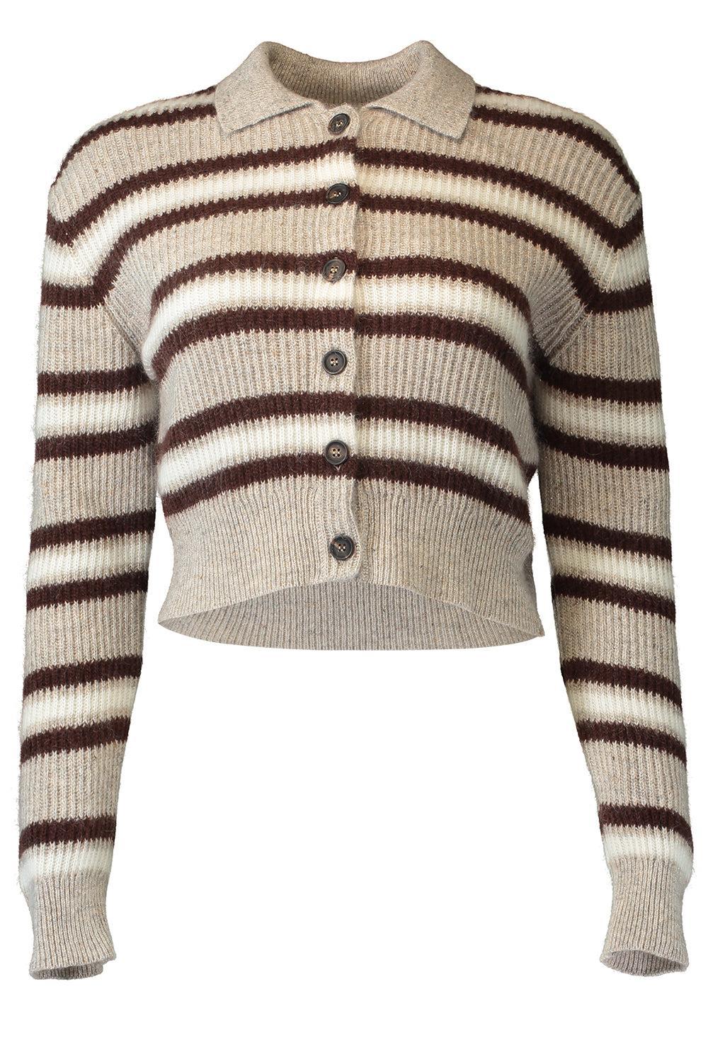  Sparkling Multi Stripe Button Cardigan-STRIPE-XS-CLOTHINGTOPCARDIGAN-BRUNELLO CUCINELLI 