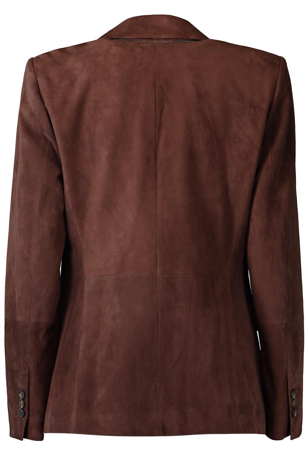 Single Breasted Suede Blazer-BROWN-38-CLOTHINGJACKETBLAZERS-BRUNELLO CUCINELLI