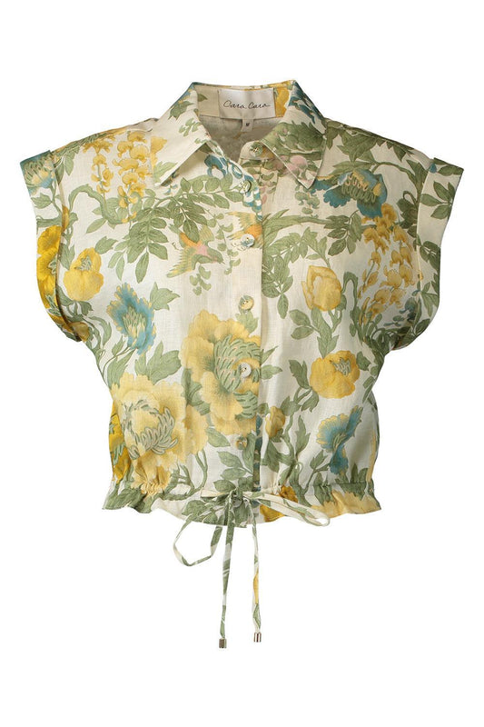 Octavia Top - Floral Meadow Ivory-FLORAL-XS-CLOTHINGTOPBLOUSE-CARA CARA