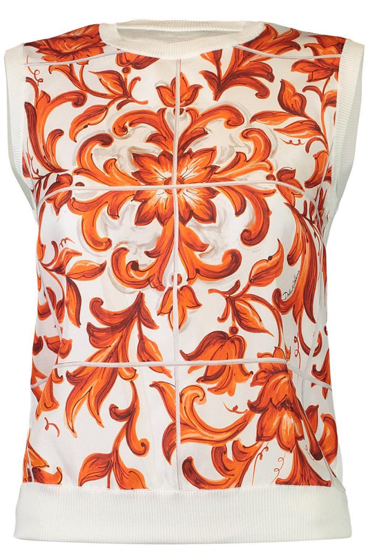 Knit Tank - Maiolica Print-ORANGE-38-CLOTHINGTOPKNITS-DOLCE & GABBANA