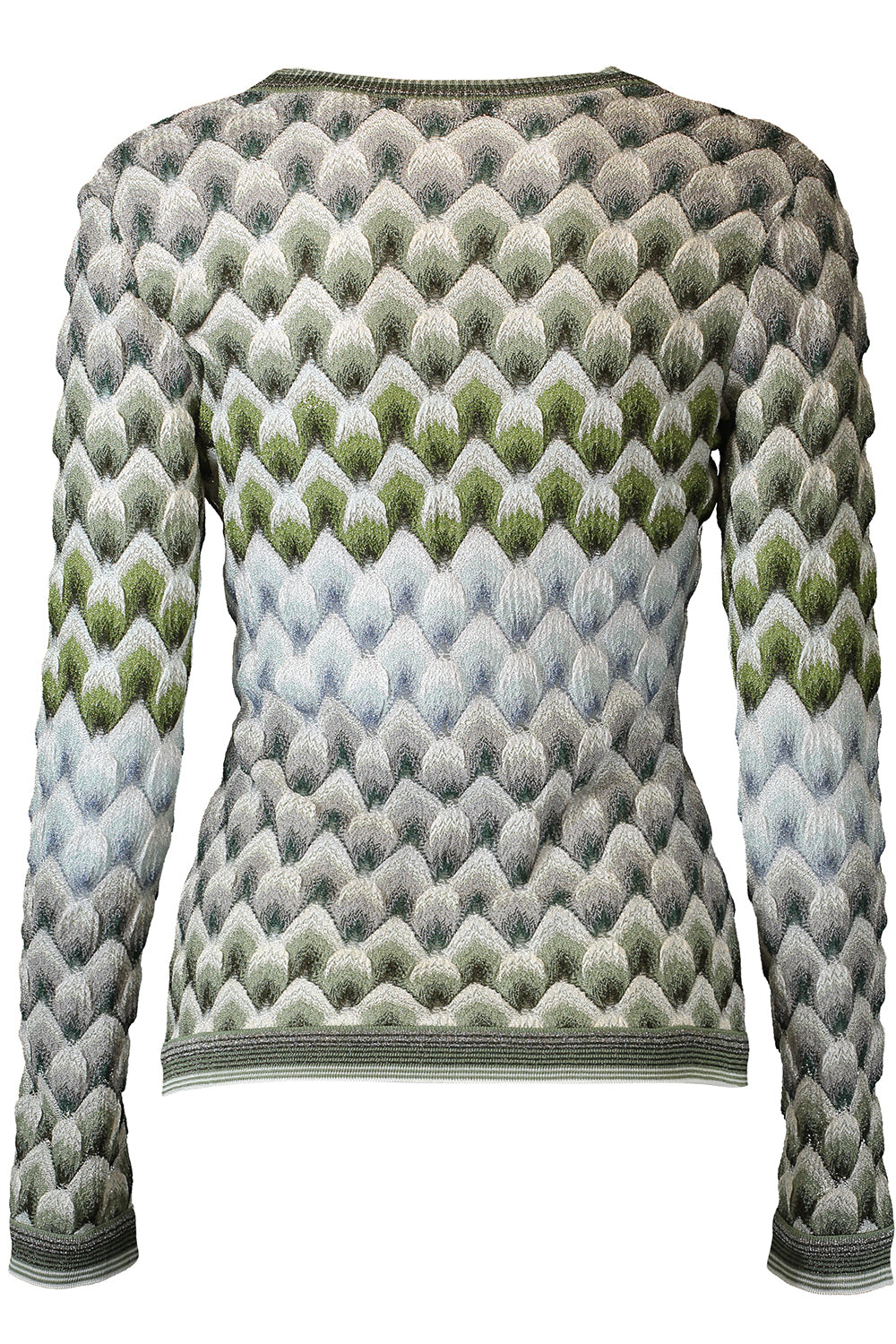 Buttoned Cardigan - Green Light Blue White
