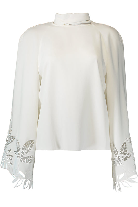 Palm Tree Cutout Georgette Blouse