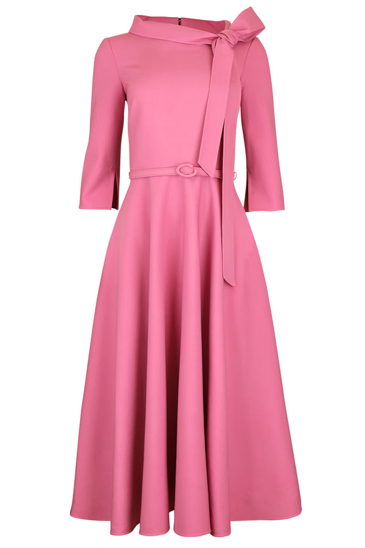 Tie Neck Midi Dress