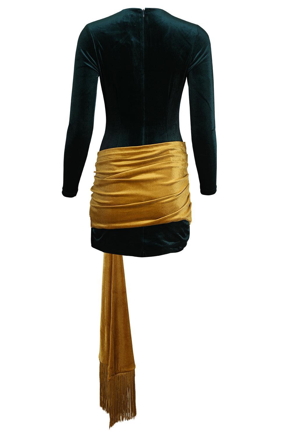  Jackson Velvet Dress-GREEN-XS-CLOTHINGDRESSCOCKTAIL-RETROFETE 