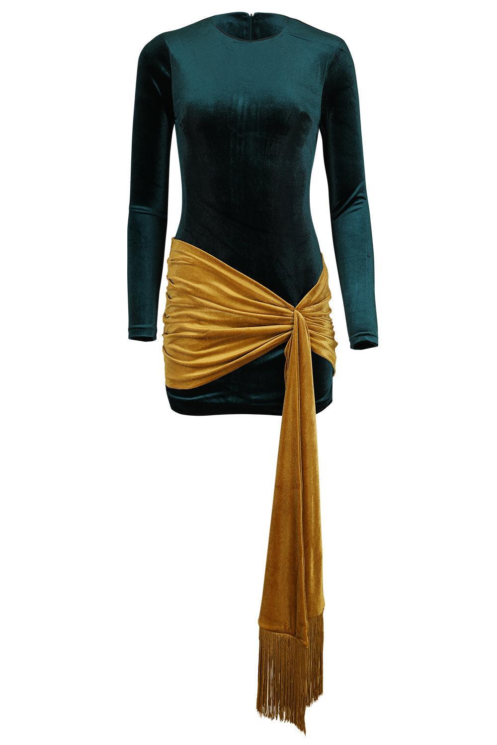 Jackson Velvet Dress-GREEN-XS-CLOTHINGDRESSCOCKTAIL-RETROFETE